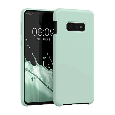 Abbildung von kwmobile Hülle kompatibel mit Samsung Galaxy S10e Silikon Handy Case Handyhülle weiche Oberfläche kabelloses Laden Cool Mint