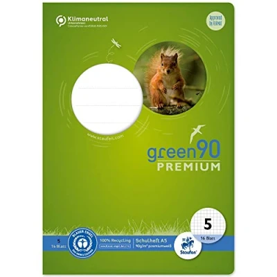 Abbildung von Staufen Schulheft Green A5 kariert 5mm Lineatur 5 16 Blatt