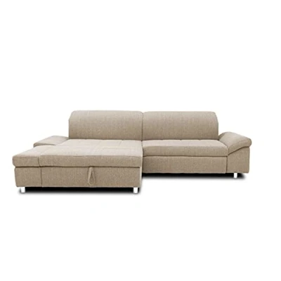 Abbildung von DOMO. collection Ecksofa Mika, Sofa mit Schlaffunktion und Bettkasten in L Form, Schlafsofa Rücken Armlehnfunktion, Polsterecke 260 x 178 80 cm (BxTxH), beige