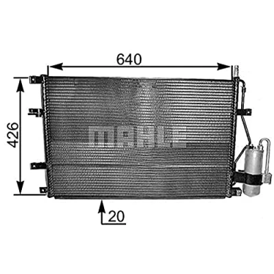 Abbildung von MAHLE ORIGINAL AC 227 000S Klimakondensator mit Trockner 11, 12 7,65, 8,5 632, 640 VOLVO: 850 Kombi, S80 I, V70 2
