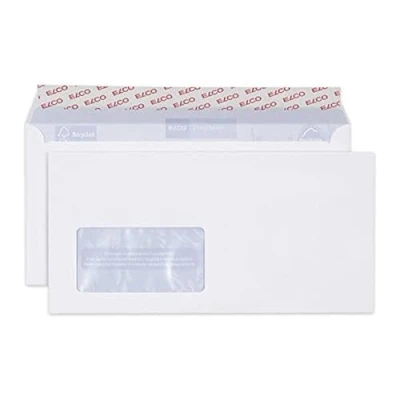 Abbildung von ELCO 38779 Proclima Box mit Deckel und 500 Briefumschläge/Versandtasche, Haftklebeverschluss, 100g, weiss recycl, Fenster: ja C5/6 din lang (229x114mm)