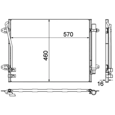 Abbildung von MAHLE ORIGINAL AC 734 000P Klimakondensator mit Trockner 570 VOLKSWAGEN: Passat B6 Variant, B7 CC