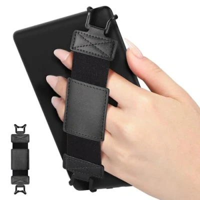 Abbildung von MoKo Weich Handschlaufe für 6&quot; 8&quot; Kindle eReaders Fire Tablet Kindle/Kobo/Voyaga/Lenovo/Sony E Book Tablet, Hochelastisch Vielseitig Fingerhalterung Griff Halter, Schwarz