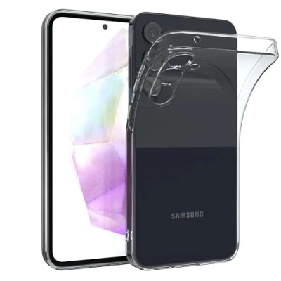 Abbildung von EAZY CASE Hülle kompatibel mit Samsung Galaxy A55 Slimcover Clear Schutzhülle Silikon, Ultra dünn, Slimcover, Handyhülle, Silikonhülle, Backcover, Durchsichtig, Klar Transparent