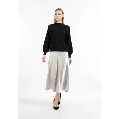 Abbildung von Dreimaster Strickpullover Turtleneck Damen Schwarz