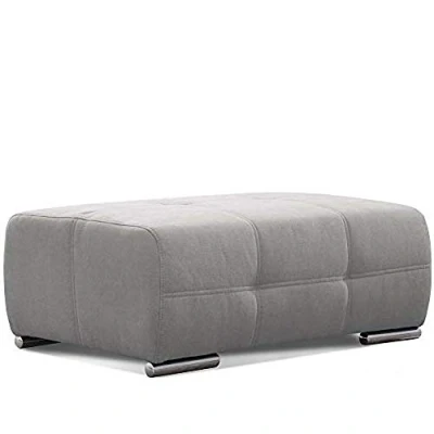 Abbildung von Cavadore Hocker Mistrel, Sitzhocker mit leichter Fleckentfernung dank Soft Clean, geeignet für Haushalte Kindern, Haustieren, 109 x 42 73, hellgrau