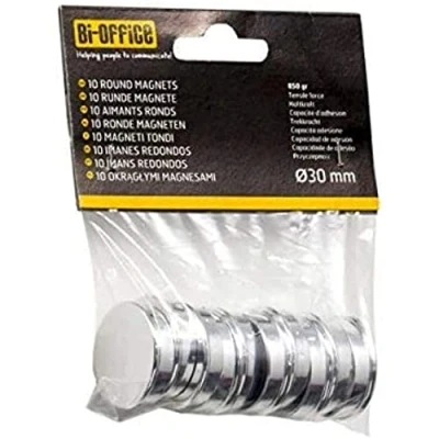 Abbildung von Bi Office Magnete, 10 Stück,rund Durchmesser 30 mm Silber