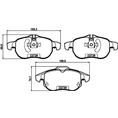 Abbildung von HELLA 8DB 355 009 311 Bremsbelagsatz für Verschleißwarnanzeiger vorbereitet OPEL: Zafira B, Astra H Schrägheck, GTC, SAAB: 9 3 Kombi