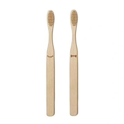 Abbildung von Kikkerland Bambus Zahnbürsten Set 2 Stück Natur Weich Unisex Erwachsene