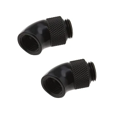 Abbildung von the Lord of Tools G1/4 Zoll Gewinde Adapter 45 Grad Drehadapter für CPU Wasserkühlung Kühlkörper, Messing, Schwarz