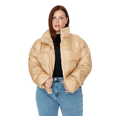 Abbildung von Trendyol Curve PLUS SIZE Winterjacke, Damen, Größe: 50, Brown