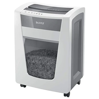 Abbildung von Leitz IQ Office Pro Aktenvernichter CH, Mikroschnitt, Sicherheitsstufe P6+, 5 Blatt Kapazität, 30L Abfallbehälter, mit Schweizer Netzstecker, Weiß, 80102000