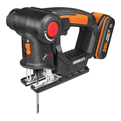 Abbildung von Worx Akku Stichsäge &quot;WX550 Axis&quot;, Profi 2 in 1 Pendelhub Stich &amp; Säbelsäge, inkl. Ladegerät