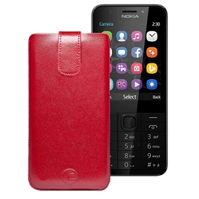 Abbildung von Original Favory Etui Tasche für Nokia 150 Dual SIM Leder Handytasche Ledertasche Schutzhülle Case Hülle Lasche mit Rückzugfunktion* in Rot