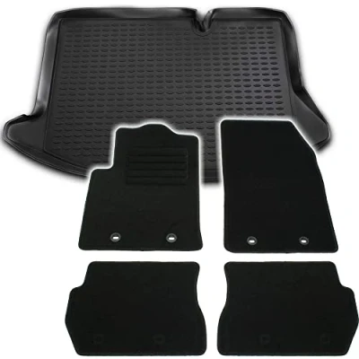 Abbildung von AD Tuning TM15003+HG11333 Gummi Kofferraumwanne Velours Fußmatten Set