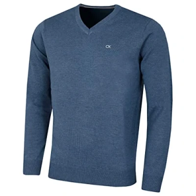 Abbildung von Calvin Klein Herren V Ausschnitt Soft Cotton Pullover Denim Marl XXXXL