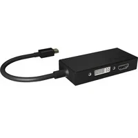 Abbildung von ICY BOX IB AC1032 3 in 1 Adapter Mini DisplayPort (Stecker) auf HDMI (4K Ultra HD), DVI D oder VGA (Full HD) schwarz