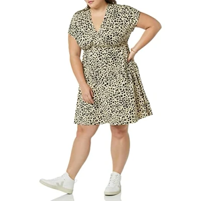 Abbildung von Amazon Essentials Damen Surplice Kleid (Erhältlich in Übergröße), Bräunen Tiermuster, XS