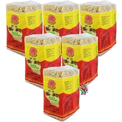 Abbildung von yoaxia ® 6er Pack [ 6x 500g ] Schnellkochende Nudeln, mit Ei (6x 500g) Quick Cooking Noodles + ein kleiner Glücksanhänger gratis