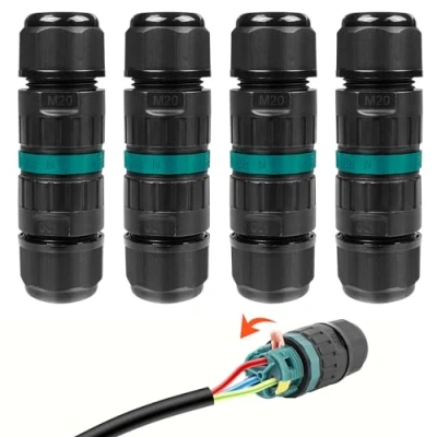 Abbildung von Fousenuk 4er Pack Kabelverbinder IP68, Kabel Verbinder Wasserdicht, Wasserdicht Verbinden, Kabelmuffe, Kabelverbindung Kabelverbind, 3 Polig Erdkabel Verbindungsmuffe Abzweigdose