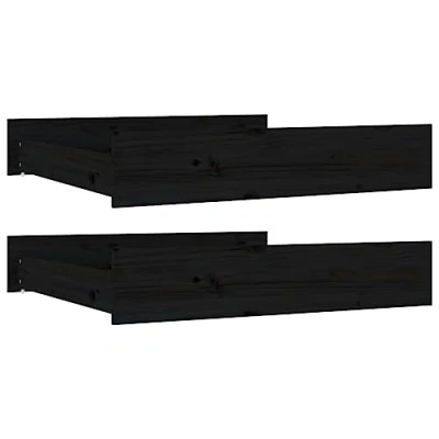 Abbildung von vidaXL 2X Bettschublade Bettkasten Bettschubkasten Schubkasten Unterbettschublade Bettschubladen Schublade Schlafzimmer Schwarz Massivholz Kiefer