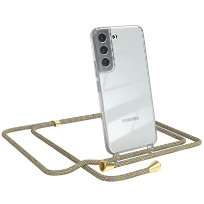 Abbildung von EAZY CASE Handykette kompatibel mit Samsung Galaxy S22 5G Handyhülle Umhängeband, Handykordel Schutzhülle, Silikonhülle, Hülle, Stylische Kette für Smartphone, Rainbow