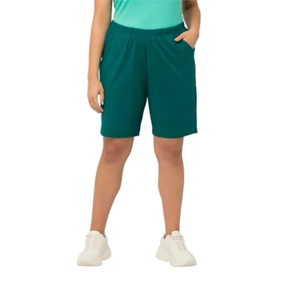 Abbildung von Ulla Popken Damen Jerseyshorts, Taschen, Elastikbund Hose, Türkisgrün, W32 / L32