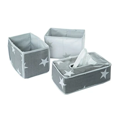 Abbildung von roba Pflege Organiser Set &#039;Little Stars&#039;, 3tlg, Aufbewahrungsbox Set, 2 Boxen für Windeln &amp; Wickelzubehör, 1 Dekobox Feuchttücher