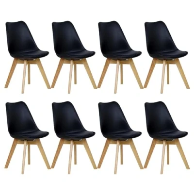 Abbildung von WOLTU 8er Set Esszimmerstühle Küchenstuhl Design Stuhl Esszimmerstuhl Kunstleder Holz Schwarz EZS69sz 8