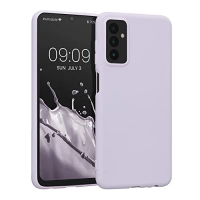 Abbildung von kwmobile Hülle kompatibel mit Samsung Galaxy M13 weiches TPU Silikon Case Cover geeignet für kabelloses Laden Lavendel