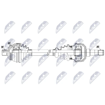 Abbildung von NTY NPW VW 202 Antriebswelle Vorderachse links 616mm Schaltgetriebe VOLKSWAGEN: Sharan I, FORD: Galaxy Mk1 MPV, SEAT: Alhambra I