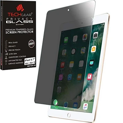 Abbildung von TECHGEAR Antispy Privatsphäre Schutzfolie kompatibel mit iPad Air, Air 2 [9,7 zoll] PRIVACY Edition Displayschutzfolie aus gehärtetem Glas