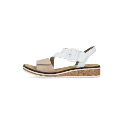 Abbildung von Rieker Damen Klassische Sandalen V3660, Frauen Sandalen,Sommerschuhe,Freizeitschuhe,offene Schuhe,Strandschuhe,beige Kombi (60),41 EU / 7.5 UK