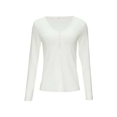 Abbildung von s.Oliver MIT Henleyausschnitt Langarmshirt, Damen, Größe: 44, Creme