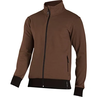 Abbildung von Lahti PRO Herren Arbeitssweatshirt Baumwolle Sweatshirt Bluse Zip Neck Größe: M Farbe: Braun mit Reißverschluss und Taschen