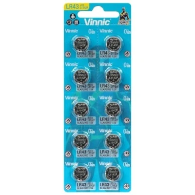 Abbildung von Vinnic Knopfzelle Alkali AG12 L1142F LR43 Blisterpackung x 10