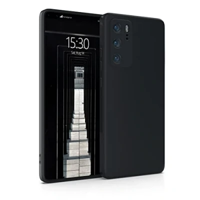 Abbildung von MyGadget Hülle für Huawei P40 robuste Silikon Schutzhülle TPU Case Slim Silikonhülle Back Cover Kratzfest Handyhülle Matt Schwarz