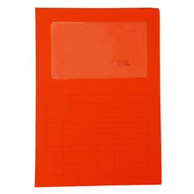 Abbildung von Blasetti Dokumentenmappen mit Fenster SINTEX ROT Dokumentenordner für Büro, Format A4, Farbe Rot, Packung 50 Stück, 120 g/m² Papier, Auf zwei Seiten offen.