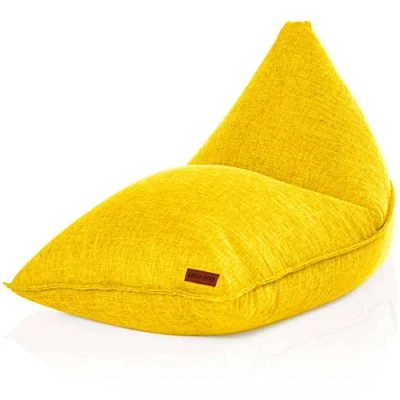 Abbildung von Green Bean Sitzsack Triangle 150x100x100cm mit 220 Liter EPS Perlen Füllung Kuschelig Weich Waschbar Drinnen Stoff Bodenkissen Liegekissen Sitzkissen Gelb