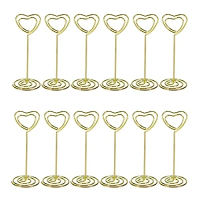 Abbildung von BESTOMZ 12 Stück Herz Tischkartenhalter Fotohalter Kartenhalter Hochzeit Platzkartenhalter Memohalter Sitzkartenhalter Tischnummernhalter