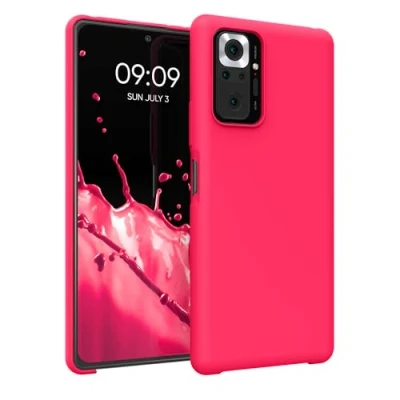 Abbildung von kwmobile Hülle kompatibel mit Xiaomi Redmi Note 10 Pro Silikon Handy Case Handyhülle weiche Oberfläche kabelloses Laden Neon Pink