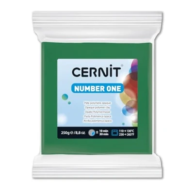 Abbildung von Cernit CE0900250600C Block Modelliermasse (Polymer) NUMBER ONE, ofenhärtend, sofort gebrauchsfähig, 250g, ideal für DIY, Schmuck &amp; Figuren, Einsteiger und Hobbykünstler, Grün, 1 Stück