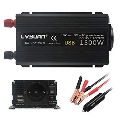 Abbildung von Cantonape Spannungswandler 12v 230v / 750w Wechselrichter/Stromwandler 12 auf 230 KFZ Inverter mit EU Steckdose und 2 USB für Laptop, Kamera, Smartphone