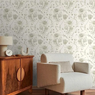 Abbildung von living walls Vliestapete &quot;Drawn Into Nature florale Tapete Mustertapete Pflanzen Natur&quot;, matt, Blätter für Schlafzimmer Küche Wohnzimmer Floral Design