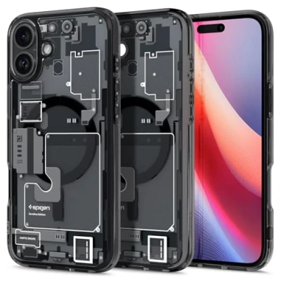 Abbildung von Spigen für iPhone 16 Plus Hülle [Anti Yellowing] Ultra Hybrid MagFit Case Handyhülle Transparent Dünn Slim Kompatibel mit MagSafe Zero One