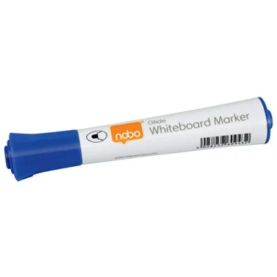 Abbildung von Nobo Glide Drywipe Whiteboardmarker Set, 10 Stück, Feine 2 mm Rundspitze, Blau, 1915265