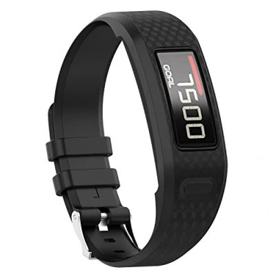 Abbildung von Yikamosi Kompatibel mit Garmin vivofit 1/vivofit 2 Armband,Soft Silikon Watch Armband Atmungsaktiv Ersatz Strap für 2(Large,Black)