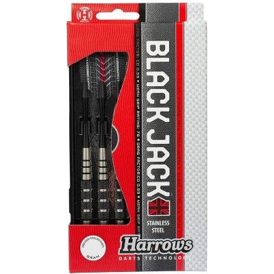 Abbildung von Harrows Black Jack Darts Set mit Edelstahlspitze, 18 g, 20 22 g und 24 inklusive Speedline Schäften, Supergrip Flights Reiseetui