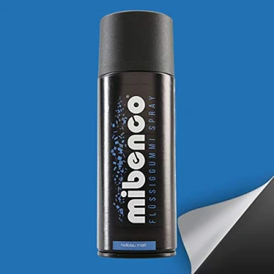 Abbildung von mibenco 71425015 Flüssiggummi Spray / Sprühfolie, Hellblau Matt, 400 ml Schutz für Oberflächen und zum Felgen lackieren
