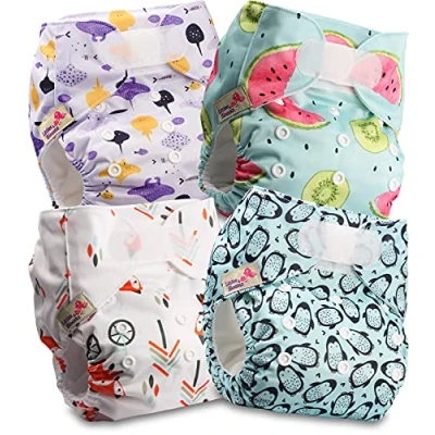 Abbildung von Littles and Bloomz FLV2 0403 Wiederverwendbare Stoffwindel, Standard Klettverschluss, 4 Windeln